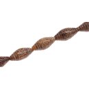 Steinperlen Jade carved brown double cone / 25mm.