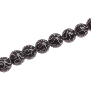 Steinperlen Carved Jade  round beads / 14mm.