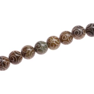 Steinperlen Carved Jade  round beads / 15mm.