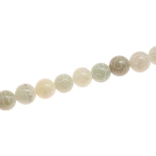 Stone Carved Jade  round beads / 12mm.