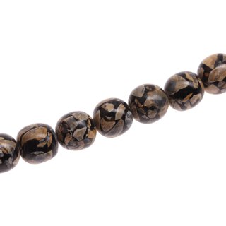 Steinperlen Grey marble,brown w resin laminated round beads / 15mm.