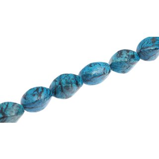 Stone  dyed blue Serpentine twisted oval / 25mm.