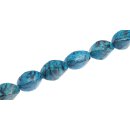 Stone  dyed blue Serpentine twisted oval / 25mm.