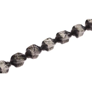 Stone  Black volcanic w Serpentine comb. twisted oval / 22mm.