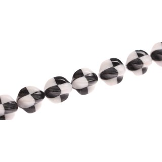 Steinperlen  Black volcanic w Ice Steinperlen comb. twisted oval / 22mm.