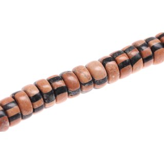 Steinperlen  Black & Dark salmon  comb. puccalit  / 20x10mm.