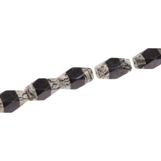 Stone  Black & Serpentine comb. hexagon / 28x12 mm.