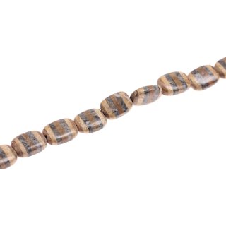 Steinperlen Brownwood-Leaf, Grey volcanic Comb.   flat oval / 21mm.