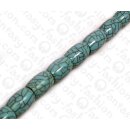 Harz Beads Tube Turquoise with Black Veins 23x17mm *
