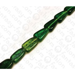 Harz Beads Irregular Trapezoid with Coco Fiber Inlay Green 31x18mm