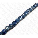 Harz Beads Tube Faceted with Sliced Shell Inlay Blue 18x20mm