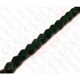 Resin Tube Faceted with Sliced Shell Inlay Dark Green 18x20mm