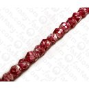 Harz Beads Tube Faceted with Sliced Shell Inlay Red 18x20mm