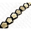 Harz Beads Pentagon Black with White Capiz Inlay 40mm