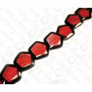 Harz Beads Pentagon Black with Red Capiz Inlay 42mm