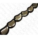 Resin Irregular Teardrop Black with White Capiz Inlay 48mm