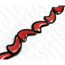Resin Half Moon Black with Red Capiz Inlay 50mm