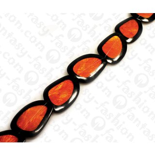 Harz Beads Irregular Trapezoid with Orange Capiz Inlay 55mm