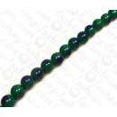 Resin Round Beads Stripes Green and Royal Blue 15mm