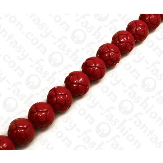 Harz Beads Round Beads with Flower Bud Carving 20mm