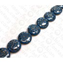 Harz Beads Ufo with Glass Inlay Blue 36mm
