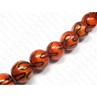Resin ball beads straw Orange Black ca. 25mm