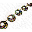 Resin Flat Round with Calar with Multicolored Textile...