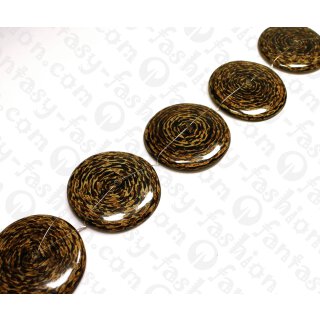 Harz Beads Flat Round with Elephant Vine Inlay and Center Hole 62mm