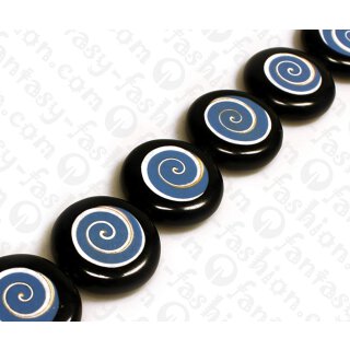 Resin Ufo Opaque Black and Blue with Luanos Shell Inlay 35x9mm