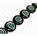 Harz Beads Ufo Opaque Black and Green with Luanos Shell...