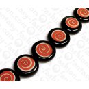 Harz Beads Ufo Opaque Black and Orange with Luanos Shell...