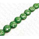 Harz Beads Ufo Opaque Green with Sliced Shells Inlay  21mm
