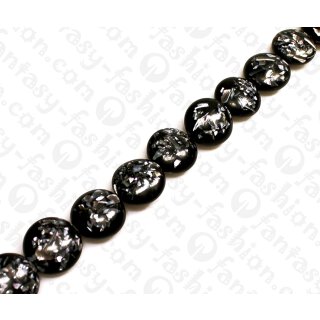Harz Beads Ufo Transparent Black with Sliced Shells Inlay  22mm