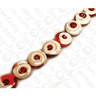 Harz Beads Ufo Transparent Red with Luanos Shell Head Inlay 25mm