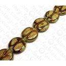 Harz Beads Ufo Opaque Lime Green with Alpaco Wood Inlay 35mm