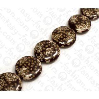 Harz Beads Ufo Opaque Black and White with Papaya Seeds Inlay 35mm