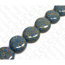Harz Beads Ufo Opaque Blue with Bamboo Eye Inlay 38mm