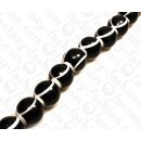 Harz Beads Round Beads Opaque Black with White Stripes 24mm
