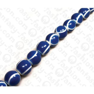 Resin Round Beads Opaque Blue with White Stripes 24mm