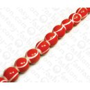 Resin Round Beads Opaque Red with White Stripes 24mm