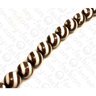 Harz Beads Round Beads Opaque Brown with White Stripes 24mm