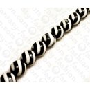 Resin Round Beads Opaque Black with White Stripes 24mm