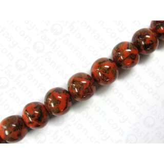 Orange resin ball beads w. banlot inlay, ca.25mm