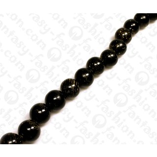 Resin Round Beads Black with Glitter 19mm