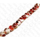 Resin Round Beads Red with Shell Inlay 16mm