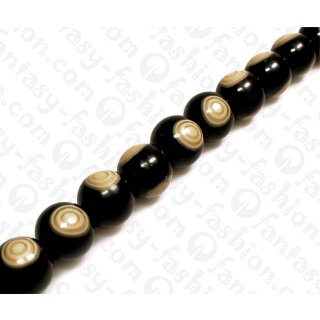 Resin Round Beads Stripes Opaque Black and White 18mm