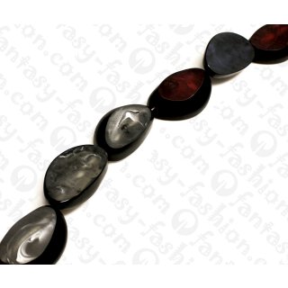 Harz Beads Irregular Sliced Oval with Smoke Effect 42x25x10mm