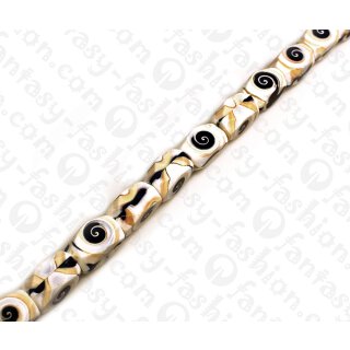 Resin Tube Faceted Black with Redlip Shell Inlay 20mm