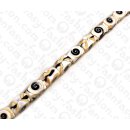 Harz Beads Tube Faceted Black with Redlip Shell Inlay 20mm