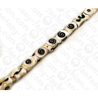 Resin Tube Faceted Green with Redlip Shell Inlay 20mm